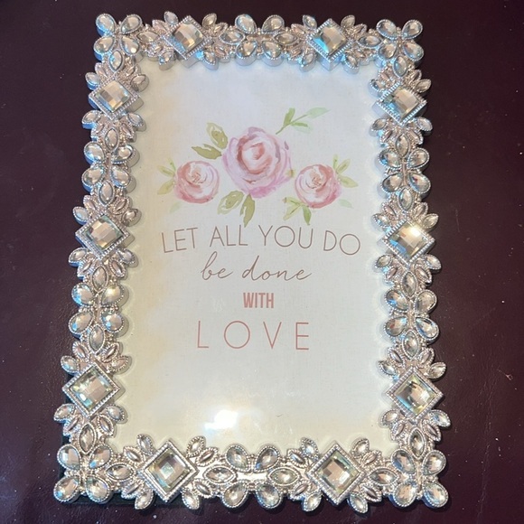 Luxe Collection Picture Photo 4 x 6 Frame NEW with Tags Silver Clear Crystals - Picture 3 of 15